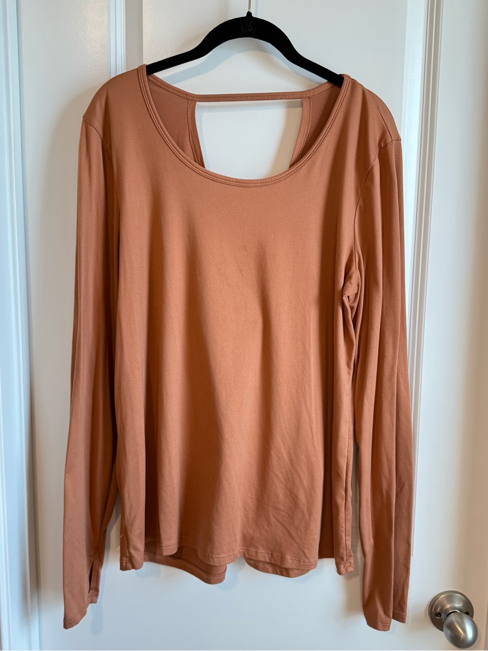 Long Sleeve Scoop Neck Top in Rust